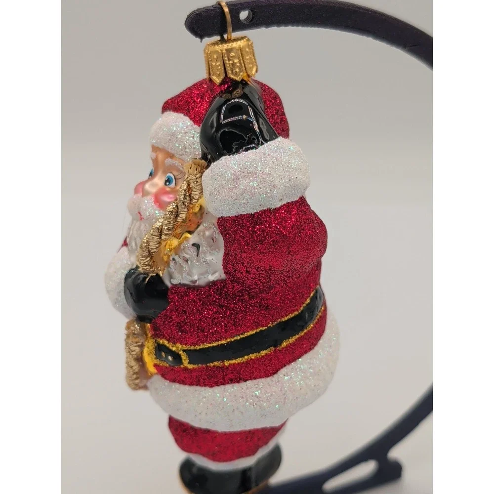 Lao Mai Blown Glass Santa Claus Climbing Rope Christmas Ornament Vintage 1985 5
